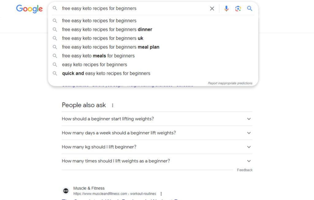 keto diet keywords on google